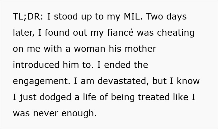 Text excerpt about a woman standing up to her mother-in-law after a manipulative gift controlling her life. Text excerpt about a woman standing up to her mother-in-law after a manipulative gift controlling her life.