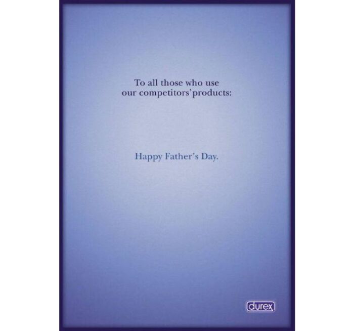 Print advertisement by Durex using humor and creativity to make competitors look boring, wishing Happy Father's Day.