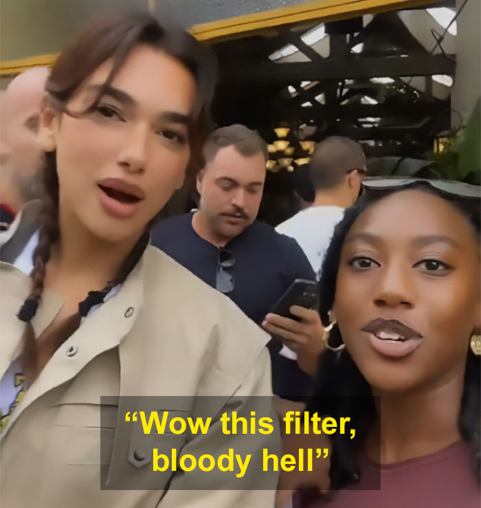 Dua Lipa ficou totalmente chocada depois que fã sul-africana usou filtro em selfie com ela Dua Lipa ficou totalmente chocada depois que fã sul-africana usou filtro em selfie com ela