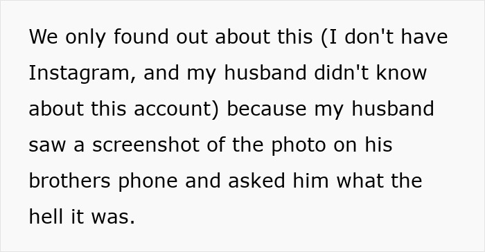 Woman Furious text on white background about finding out a photo after husband saw a screenshot on his brother's phone Woman Furious text on white background about finding out a photo after husband saw a screenshot on his brother's phone
