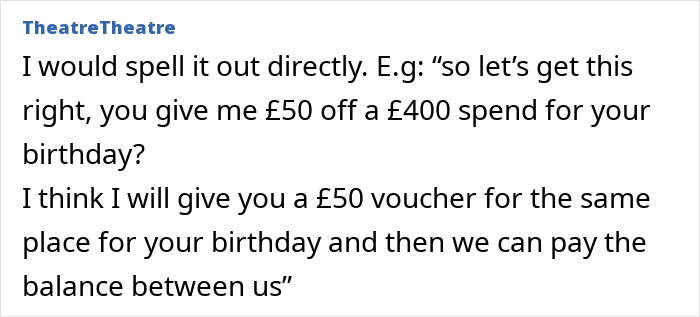 Text from an online forum where a woman discusses feeling ungrateful for husband&rsquo;s gifts that people agree are abhorrent.