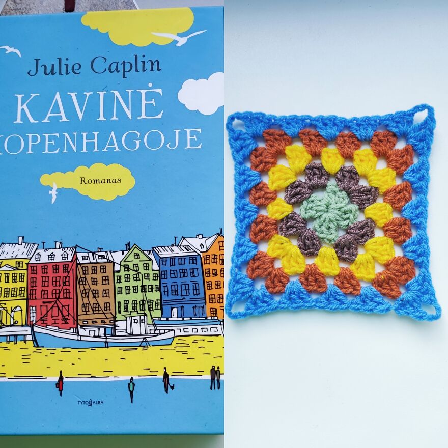 Violeta's Book Blanket, 96 Granny Squares Based On Book Covers