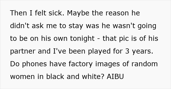 Text message expressing feeling sick after discovering boyfriend&rsquo;s side piece and being played in a 3-year situationship.