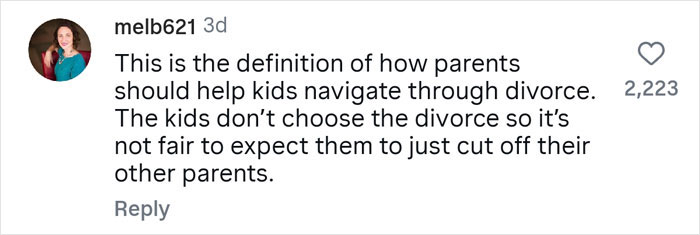 Social media comment explaining how parents should support kids through divorce, relating to having multiple parents. Social media comment explaining how parents should support kids through divorce, relating to having multiple parents.