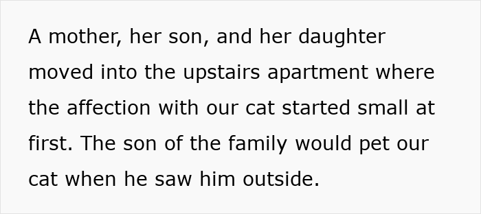 A mother and her children bonding with a neighbor&rsquo;s cat that frequently disappears for days.