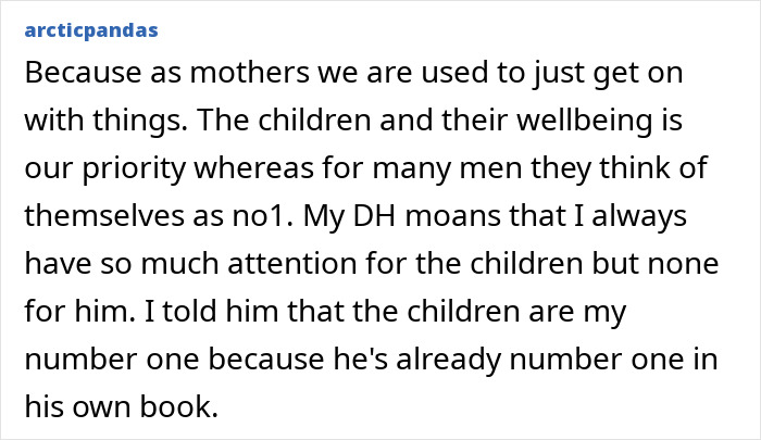 Text post about a fed up wife explaining how her husband becomes insufferable when he's sick and demands attention. Text post about a fed up wife explaining how her husband becomes insufferable when he's sick and demands attention.