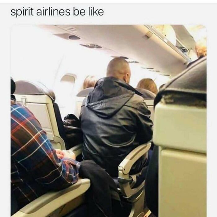 Passengers cramped in narrow airplane seats illustrating travel memes about budget airline experiences and expensive travel costs.