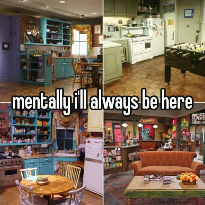 Famous Friends TV show iconic sets including apartments and café, showcasing timeless classic scenes and memorable spaces.