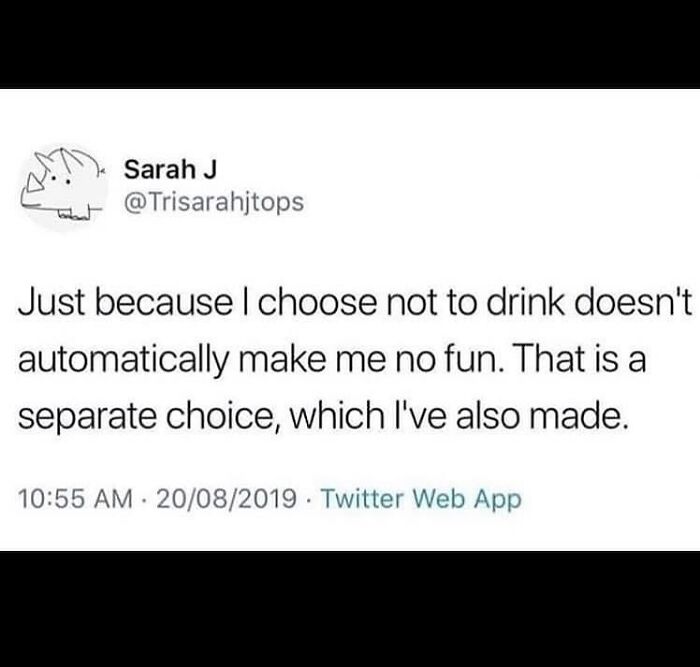 Tweet about personal choice and fun, illustrating relatable therapy memes on making separate decisions without judgment.