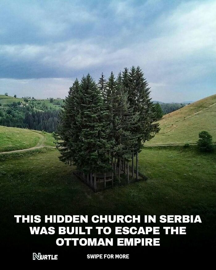 Hidden church in Serbia surrounded by trees, a unique random fact from history to discover and enjoy.