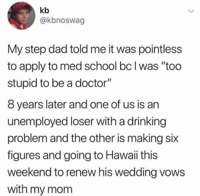 Screenshot of a humorous works meme about proving doubts wrong and achieving success despite challenges.