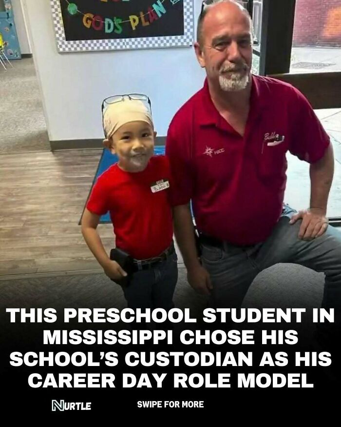 Preschool student in Mississippi chooses school custodian as career day role model, a fun fact to know and share.