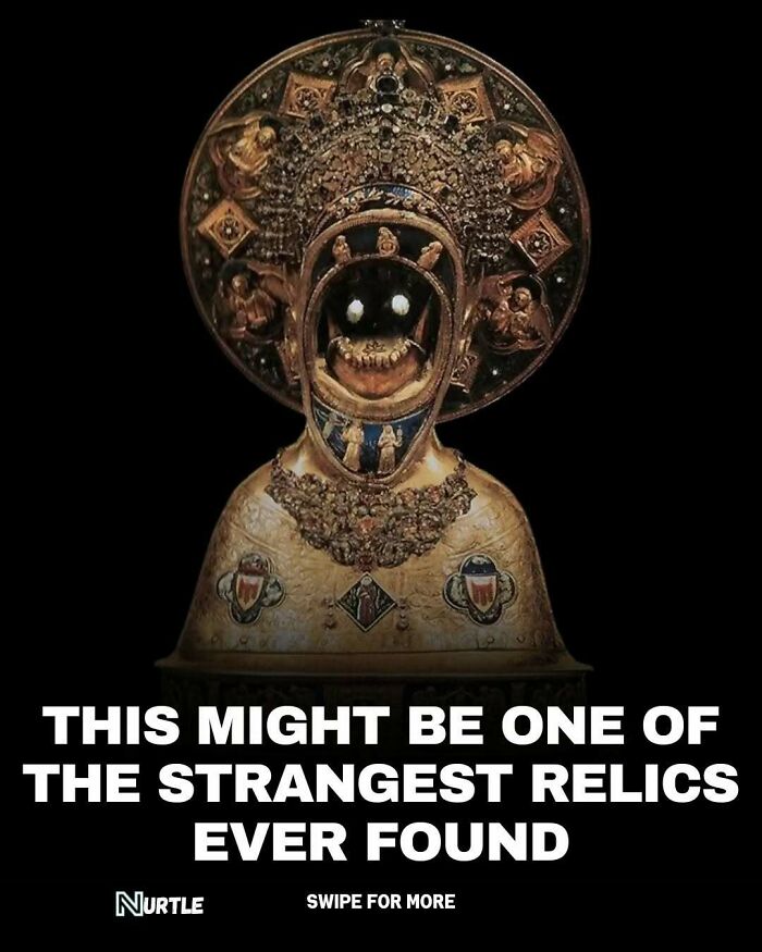 Intricately decorated strange relic with detailed craftsmanship featured in a collection of random facts to know.