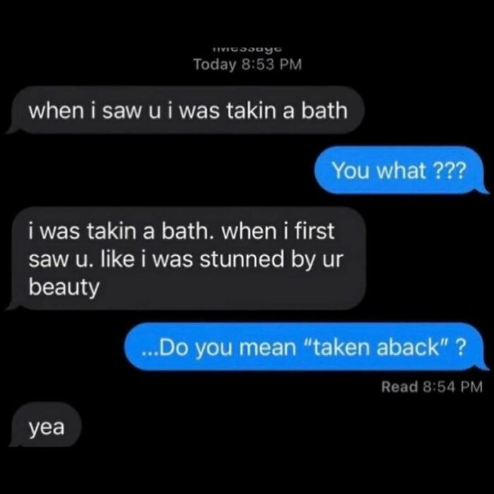 Text message exchange with humorous autocorrect mistake, illustrating funny memes to distract from avoidance moments.