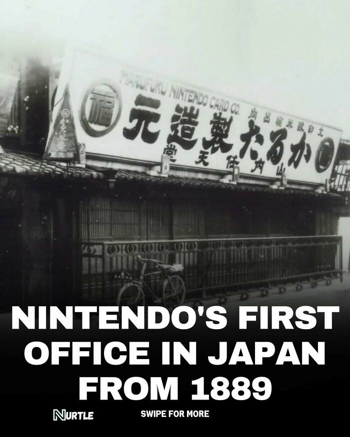 Black and white photo of Nintendo's first office in Japan from 1889, showcasing historical random facts to know.
