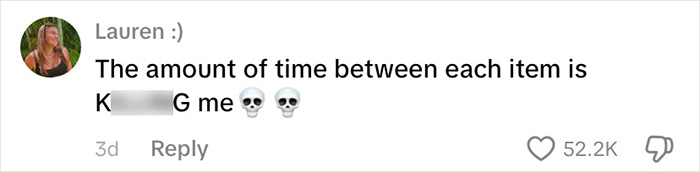 Comment on social media post showing a user reacting humorously to underwear appearing one by one on baggage claim carousel. Comment on social media post showing a user reacting humorously to underwear appearing one by one on baggage claim carousel.
