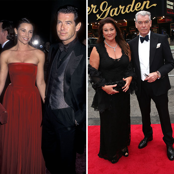 Pierce Brosnan and wife attending formal events, showcasing her transformation amid trolls targeting her appearance.