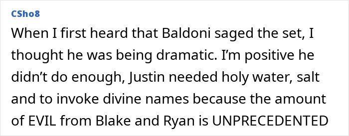 Screenshot of a forum comment mentioning Ryan Reynolds and unprecedented evil in a dramatic context.