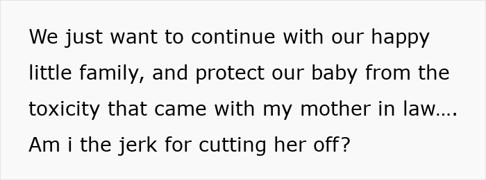 Alt text: Text about family wanting to protect baby from toxic mother in law and cutting her off after mistreatment. Alt text: Text about family wanting to protect baby from toxic mother in law and cutting her off after mistreatment.