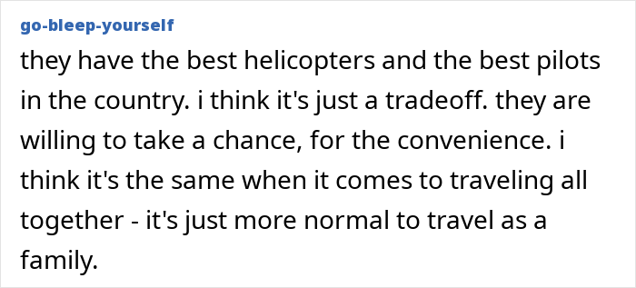 Reddit screenshot of comment on helicopters and family travel mentioning Prince William with his kids conspiracy theories Reddit screenshot of comment on helicopters and family travel mentioning Prince William with his kids conspiracy theories