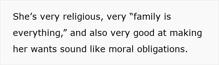 Alt text: Adult son refusing religious mom moving in while she uses guilt trips and biblical sermons to persuade him Alt text: Adult son refusing religious mom moving in while she uses guilt trips and biblical sermons to persuade him