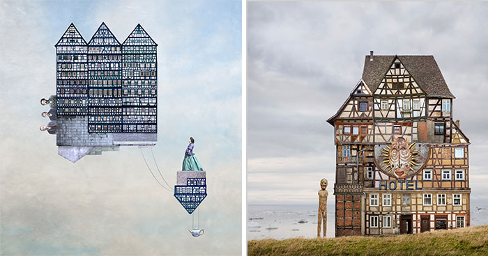 I Make Painting-Like Collages From Old Photos of Houses And People (23 Pics)