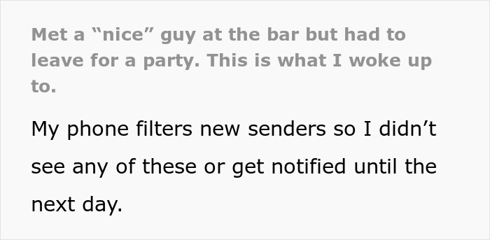 Text message conversation screenshot showing a strange guy from a bar sending multiple messages after meeting at a party. Text message conversation screenshot showing a strange guy from a bar sending multiple messages after meeting at a party.