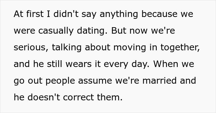 Woman gets a reality check after asking widower boyfriend to remove his wedding ring while dating seriously.