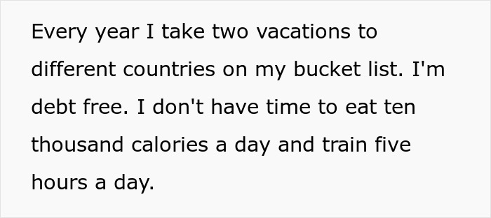 Text on a white background discussing taking vacations, being debt free, and training hours related to a swimmer boyfriend. Text on a white background discussing taking vacations, being debt free, and training hours related to a swimmer boyfriend.