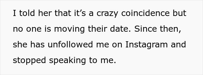 Text excerpt about a wedding date dispute causing family conflict after cousin books the same date. Text excerpt about a wedding date dispute causing family conflict after cousin books the same date.