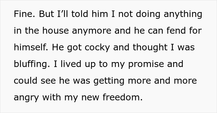Text describing husband throwing a tantrum after wife refuses to follow his demands in household conflict discussion. Text describing husband throwing a tantrum after wife refuses to follow his demands in household conflict discussion.