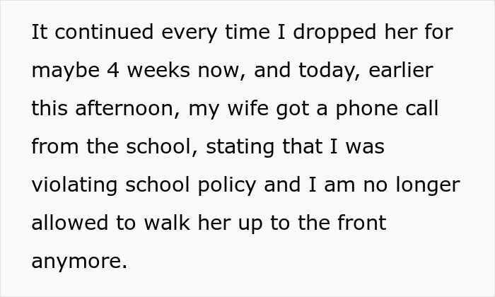 School Bans Dad From Walking Daughter To Door Because Karen Mom Felt Uncomfortable School Bans Dad From Walking Daughter To Door Because Karen Mom Felt Uncomfortable