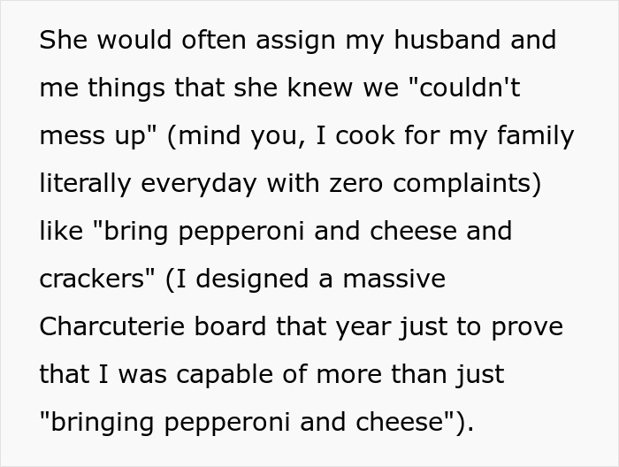 Text excerpt about a woman refusing to attend her mother-in-law&rsquo;s Thanksgiving after being reinvited due to guest cancellations.