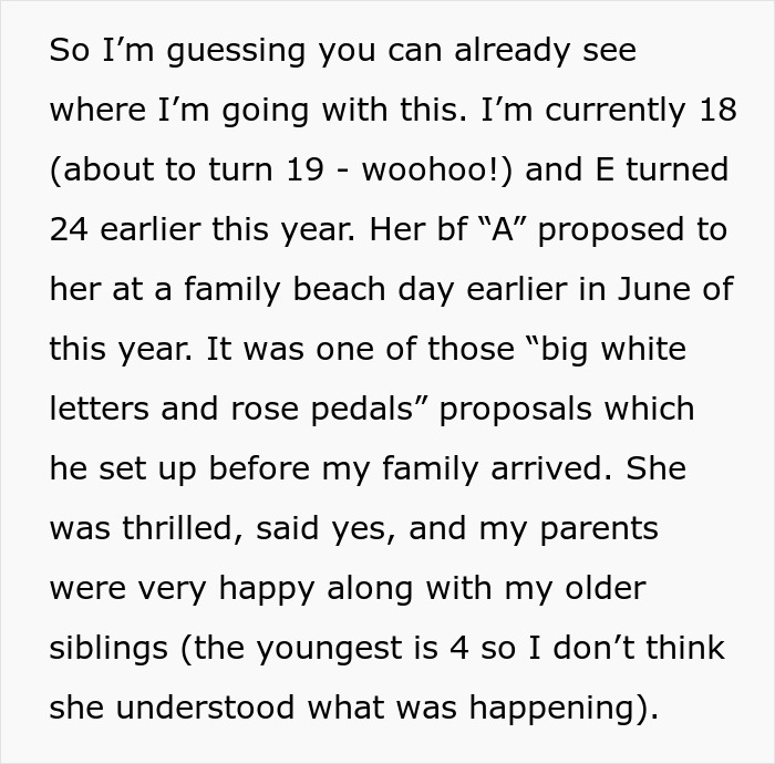 Text excerpt about a woman witnessing her sister turn into a bridezilla, leading to a messy family meeting. Text excerpt about a woman witnessing her sister turn into a bridezilla, leading to a messy family meeting.
