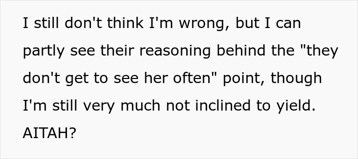 Text discussing grandparents spanking a 3-year-old to teach her a lesson and parents banning visitation rights. Text discussing grandparents spanking a 3-year-old to teach her a lesson and parents banning visitation rights.