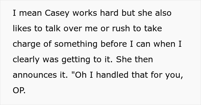 Text excerpt describing a coworker filmed after work attempting to prove she is not actually disabled.