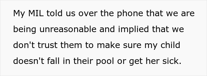 Alt text: In-laws refuse to take grandchild safety seriously, leading to being banned from babysitting by concerned parents. Alt text: In-laws refuse to take grandchild safety seriously, leading to being banned from babysitting by concerned parents.