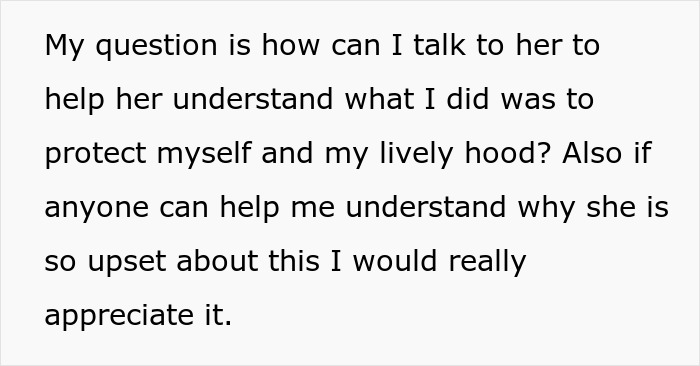 Text of a man asking how to explain his heroic actions to help her understand he was protecting his neighborhood and why she is upset.