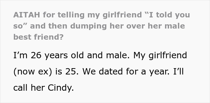 Text excerpt about a male bestie making a move and a girlfriend calling boyfriend for rescue, leading to I told you so reaction.