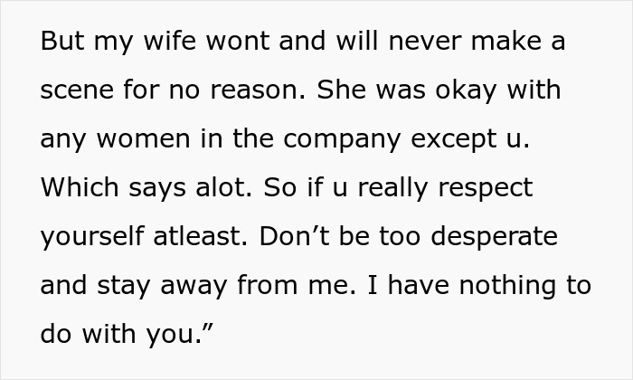 Text message showing a wife shutting down her husband&rsquo;s relationship with a female colleague, setting clear boundaries.