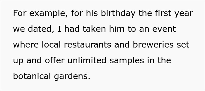 Text block describing a woman sharing a thoughtful gesture to match relationship energy with her boyfriend.