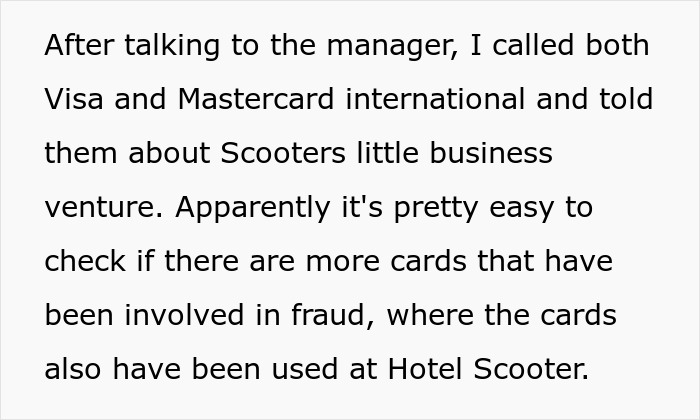 Scammer caught by hotel receptionist after $2k laundering attempt, highlighting fraud and card misuse at Hotel Scooter. Scammer caught by hotel receptionist after $2k laundering attempt, highlighting fraud and card misuse at Hotel Scooter.
