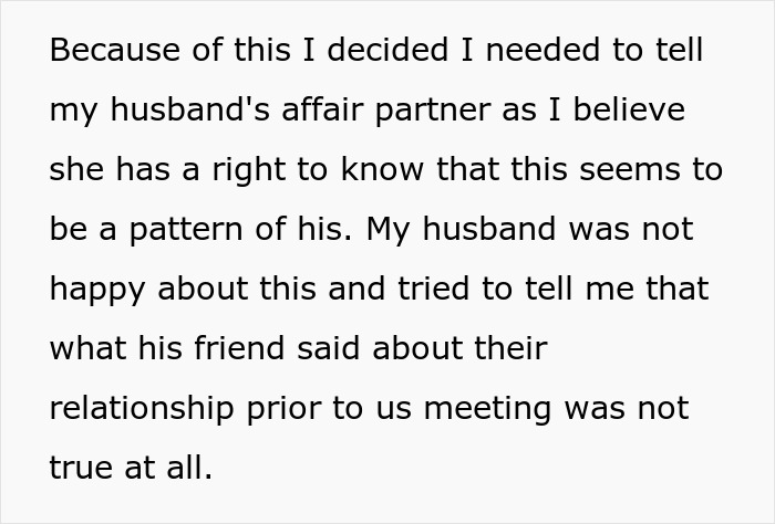 Alt text: Text about a bipolar guy leaving his pregnant wife for a young lover and concerns about co-parenting challenges.