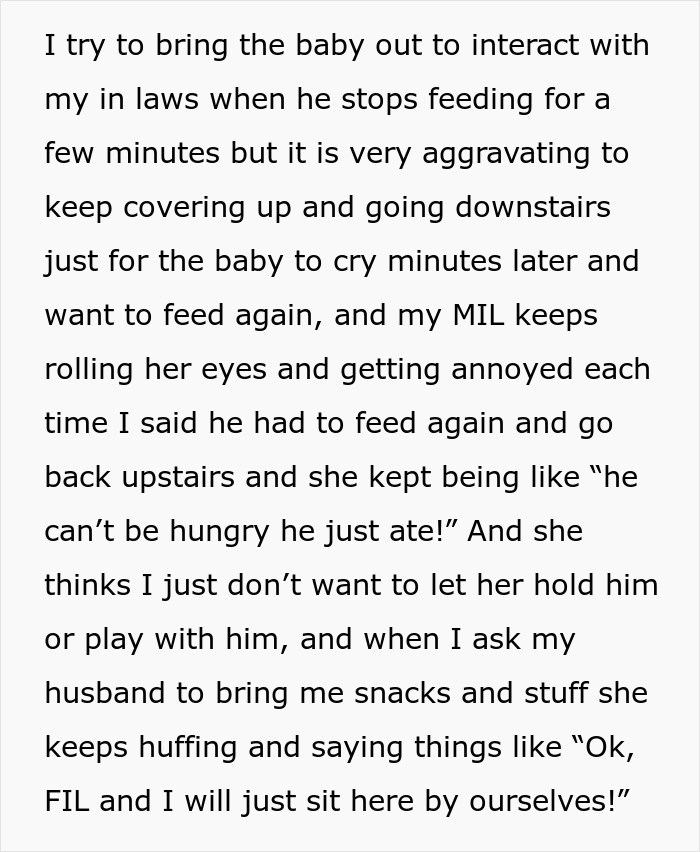 New mom frustrated as husband and inlaws refuse to help with baby and cause tension in the household. New mom frustrated as husband and inlaws refuse to help with baby and cause tension in the household.