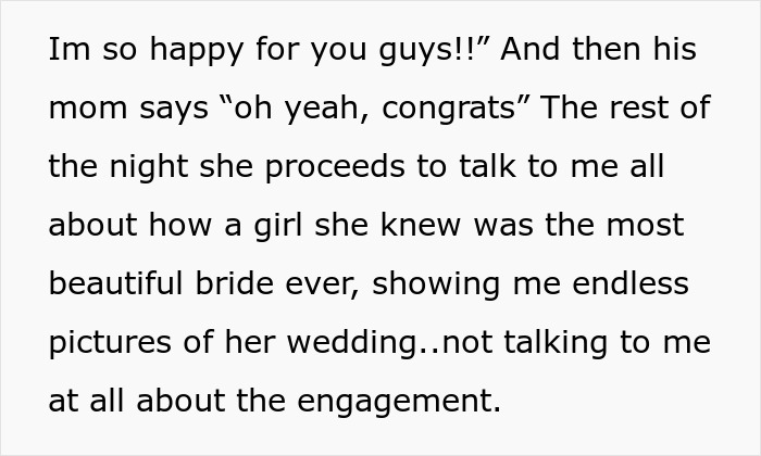 Text describing a mother’s cold reaction to her son’s engagement, highlighting mistreatment and family conflict. Text describing a mother’s cold reaction to her son’s engagement, highlighting mistreatment and family conflict.