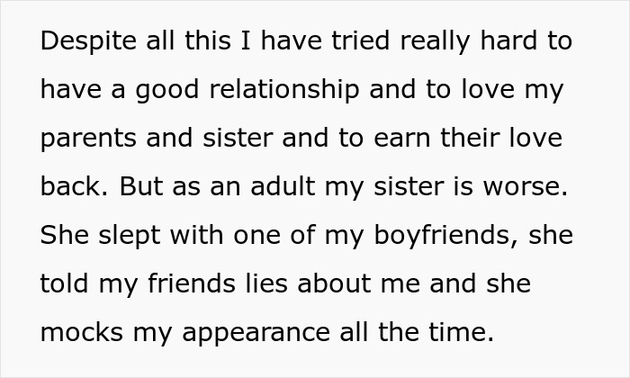 Text excerpt about sibling conflict and strained family relationships, highlighting golden child and parents' reaction. Text excerpt about sibling conflict and strained family relationships, highlighting golden child and parents' reaction.