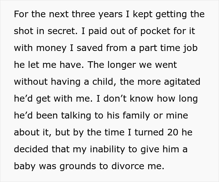 Text excerpt from a story about a teen forced to marry a 32-year-old and her plan leading to divorce discussions.