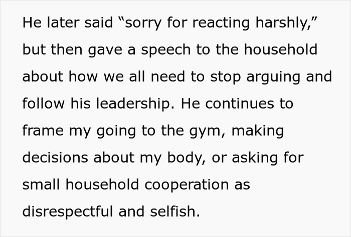 Text excerpt discussing a toxic guy framing his wife&rsquo;s autonomy as disrespectful and selfish in the household.