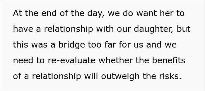 Text discussing the need to re-evaluate risks and benefits of a relationship related to mil refuse baby name issues.