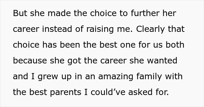 Text excerpt about a bio mom choosing career over parenting, highlighting feelings in a teen’s relationship. Text excerpt about a bio mom choosing career over parenting, highlighting feelings in a teen’s relationship.